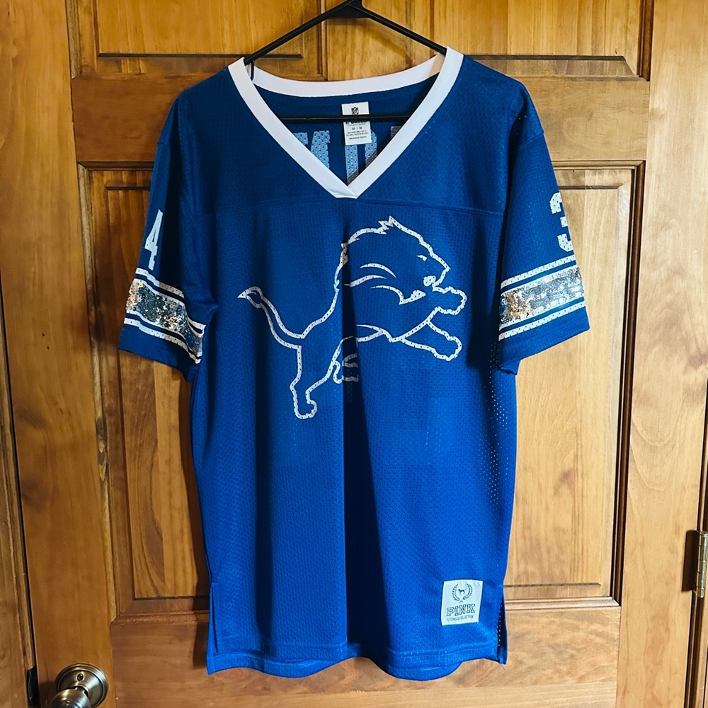 Detroit Lions Victoria’s Secret pink sequin jersey women’s size medium!